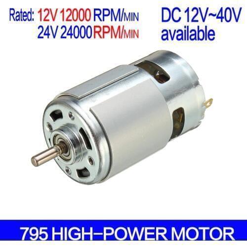 795 DC Motor Large Torque High Power DC12V-24V Universal Motor Mute High Speed Round Ball Bearing Tools