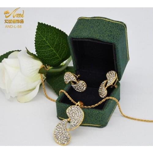 ANIID Zircon Necklace Sets Gold Women Jewelry Earrings Trendy Bridal African Ethiopian Dubai Accessories Polynesian Luxury 24K