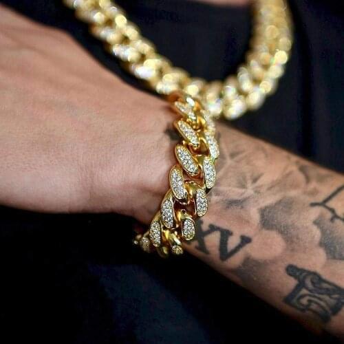 16mm width 7.5" 8.25" big heavy 5A cz cuban bracelet iced out cubic zirconia hip hop new men boy cuban link chains