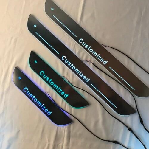 Express delivery led door sill plate strip welcome light threshold guard protectors for Lada