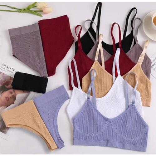 Women Bra Set Panties Sexy Push Up Bralette Female Fitness Seamless Underwear Sports Lingerie Brassiere Set Tank Crop Tops S-XL