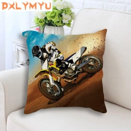 Motorcycle Sports Poster Printed Pillows Cover Cross-country Picture Cushion Cover Home Decorative Pillowcase for sofa car