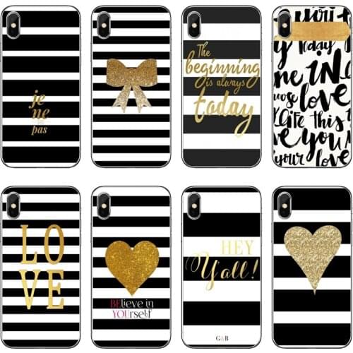Black White Stripes Gold Love For Xiaomi Mi 9 8 SE Pro A1 A2 Lite 6 6X 5 5s 5x note mix 2s max 2 3 Transparent cover case