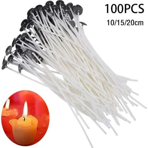 100pcs Smokeless Candle Wicks Waxed Cotton Environmental Protection DIY Making Candles Material Party Supplies 10 15 20 cm
