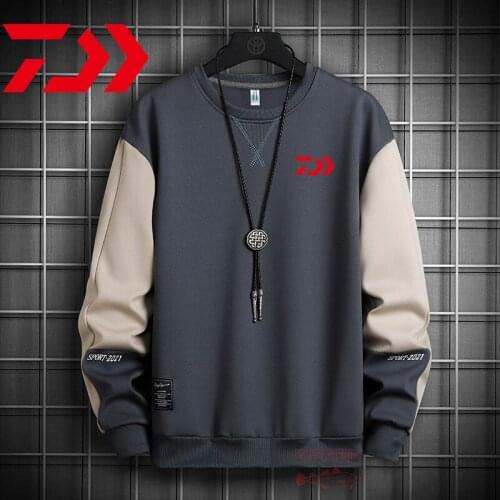 DAIWA Fishing Long Sleeve T Shirts Autumn Men Fishing Clothing Outdoor Breathable Plus Size Cotton Fishing Clothes Sports Tee