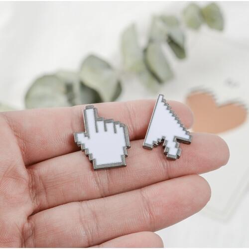 Classical Pixel Window Icon Mouse Pointer Click Old desktop computer monitors Hand Arrow Cursor Enamel Badges Brooches Pins