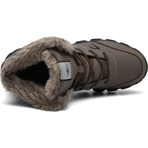 Leather Sport Winter Boots Fleece Lined Thickened Waterproof Non-slip Men Women Shoes Booties Best Sale-WT