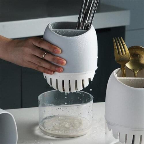 Kitchen Cutlery Organizer Knife Stand Plastic Drain Storage Holder Spoon Fork Chopstick Kitchenware Cooking Tool Tray Shelf Box