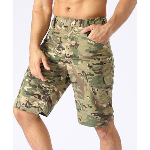 Summer Mens Outdoor Waterproof PantsTactical Cargo Shorts Military Camouflage Combat Multi-Pocket Hunting Fishing Shorts 5XL