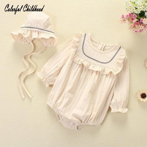 Summer Cotton Baby Rompers Infant Toddler Jumpsuit ruffle long Sleeve Baby Girl Clothing Newborn Overall Clothes