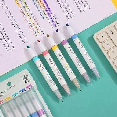 1 Pcs KOKUYO Cute Fresh Double Head Marker Highlighter Creative Colored Marker Pen School Office Stationery Accessories