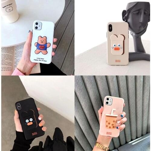 Cute 3D Love Bear Soft Phone Case for iPhone 12 11 Pro Max XR X XS 7 8 Plus 12 Mini SE2020 Drink Back Cover Fundas