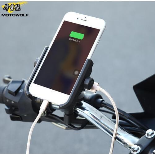 Motorcycle Phone Holder Stand Rear phone rechargeable For Iphone 8 7 Plus S8 GPS Universal Motorbike Mount Bracket Stand