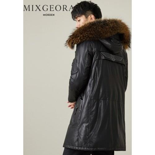 Genuine Leather Jacket Men Winter Clothes 2020 Thick Warm Duck Down Sheepskin Coat Raccoon Fur Hooded Jacket Hiver 807098