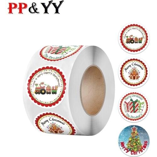 Merry Christmas Stickers Christmas Tree Elk Candy Bag Sealing Sticker Christmas Gift Box Label New Year Christmas Decorat