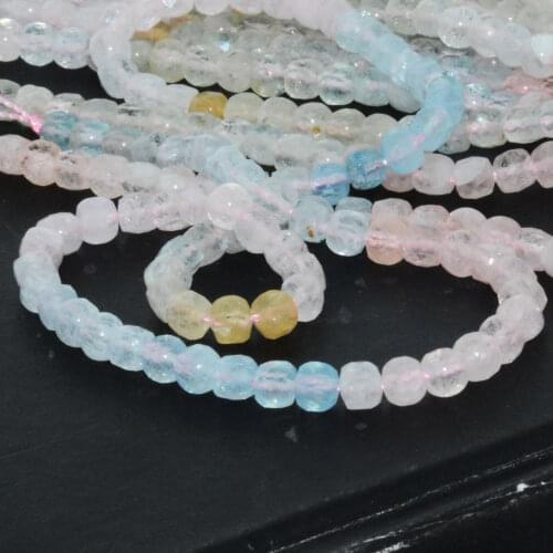 Natural Multiple Beryl Faceted Irregular Cube Beads 4.2mm , Morganite+Aquamarine+Heliodor