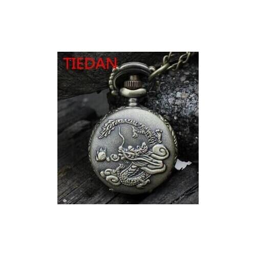 New Antique Fashion quartz Chinese dragon pattern pocket watches Retro Han edition sweater chain Necklace pocket watch