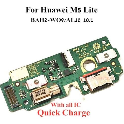 Original USB Charging Port Dock Flex Cable For Huawei M5 Lite BAH2-WO9 BAH2-AL10 10.1" Charger Plug With Vibrator Connector
