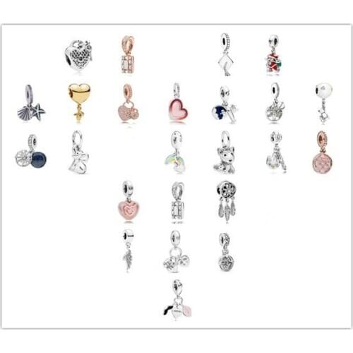 925 Sterling Silver Dazzling Wishes Dangle Charm, Clear & Blue Enamel Bead Fit Pan Bracelet & Necklace Diy Jewelry