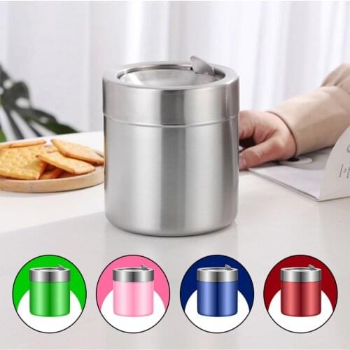 Cigar Ashtray Desktop Waste Box Mini Stainless Steel Home Car Storage Bucket Accessories Office Supplies Dustbins Sundries