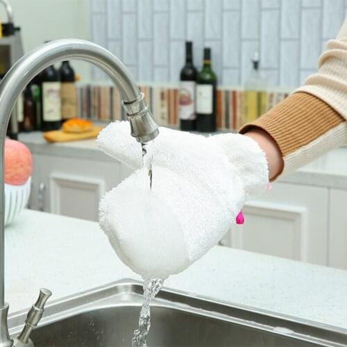 Bamboo Fiber Dishwashing Gloves Oil-proof Waterproof Household Cleaning Glove Kitchen Tool Easy Clean Scouring Pad Washing Glove