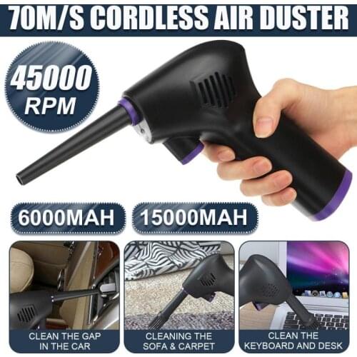 Rechargeable 45000RPM Cordless Electric High Pressure Air Duster Computer Cleaner Car Home Room Cleaning Tool 6000mAh/15000mAh