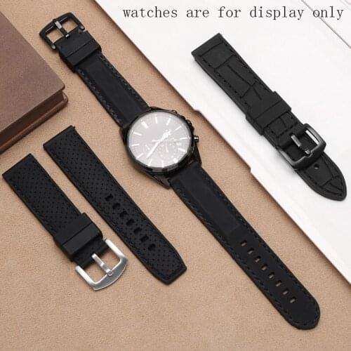Black Silicoen Strap Universal Tissot Seiko Waterproof Rubber Watchband 20 22 24mm Mens Watch Chain Quick Release