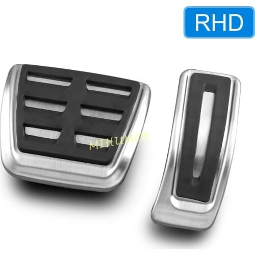 RHD Stainless Steel Rubber Car Gas Accelerator Brake Pedal Plate Covers For 2016-2020 2021 Audi A4 A5 A6 A7 Q5 Q7 Q8