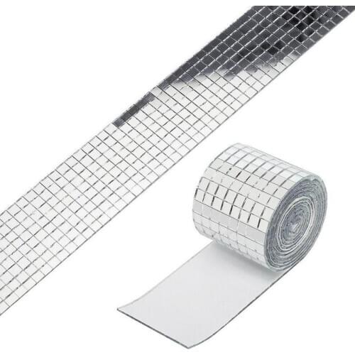4x100cm Self-adhesive Mini Square Mirror Mosaic Glass For Diy Handmade Crafts Party Home Decoration Silver Glass Tiles Wholesale