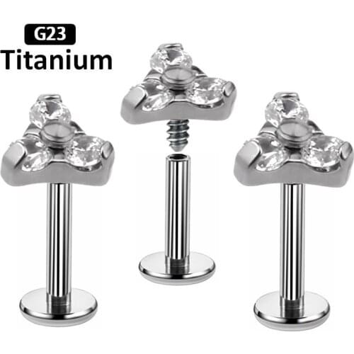 16G F136 Piercing G23 Titanium Zircon Cz Stone Internal Lip Stud Ear Tragus Cartilage Earrings Stud Helix Ear Piercing Jewelry