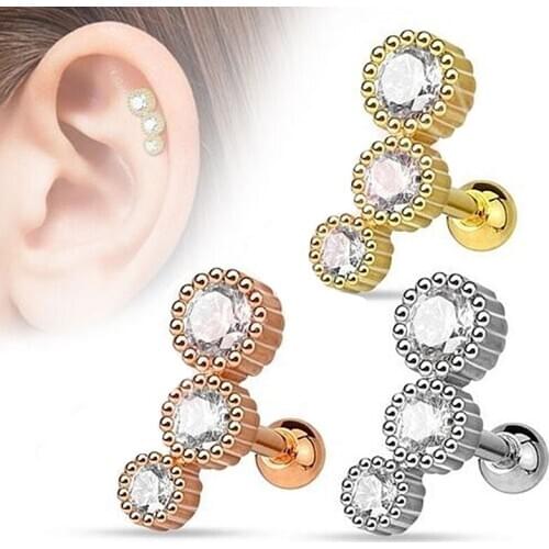 1PC Stud Earrings for Women Tragus Cartilage Earring Set Zircon Stainless Steel Earing Helix Crystal Piercing Body Jewelry 18G
