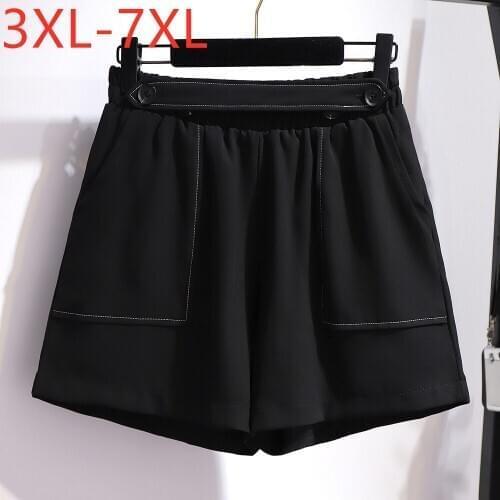 New 2021 summer plus size shorts for women large loose casual wide leg pocket shorts black 3XL 4XL 5XL 6XL 7XL