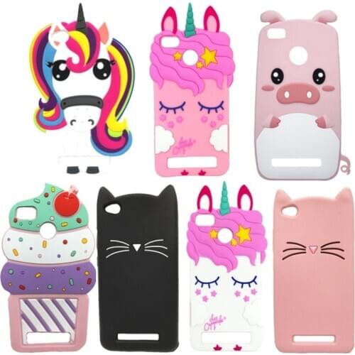 Cute 3D Cartoon Silicon Case For Xiaomi Redmi 5A Cases Glitter Beard Cat Ears Piglet Unicorn Cupcakes Phone Cover Redmi5A 5 A