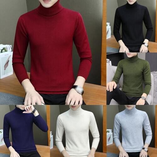 Winter Warm Men Thermal Underwear Long Sleeve Pullover High Neck Turtleneck Stretch Slim Basic T Shirt Jumpers Knit Sweater Top