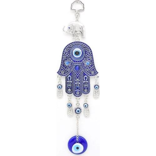 Turkish Blue-eyed Home Decoration Elephant Palm Hamsa Eye Glass Wall Pendant