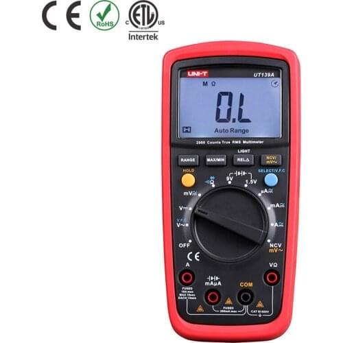 UNI-T UT139A UT-139A ProfessionalDMM Auto Rang Digital Multimeters True RMS NCV W/ Battery Test Multimetro LCR Meter