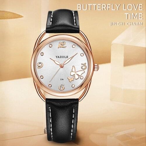 YAZOLE 2021 Hot Sell Waterproof Women Watch Charming Crystals Butterfly Pattern Dial Quartz Wristwatch Girls' Gifts Montre Femme