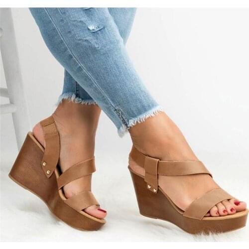 Summer Sandalias Women Wedge Platform Heel Sandals Female Shoes Casual Shoes Wedding Pumps Buckle Sandalias Sapatos Das Mulheres