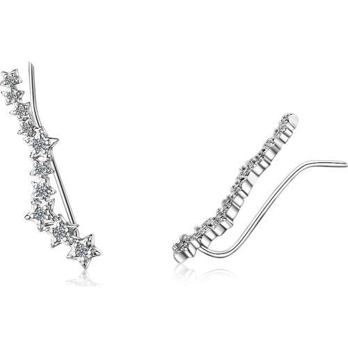 Star Zircon 925 Sterling Silver Long Stud Earring For Women Fashion Jewelry pendientes kolczyki oorbellen aretes de