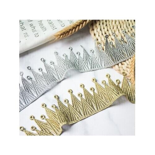2Yards 6cm New Clothing Accessories Lace Gold Line Code Polyester Embroidery Lace Trims Handmade Doll Skirt Accessories Spot