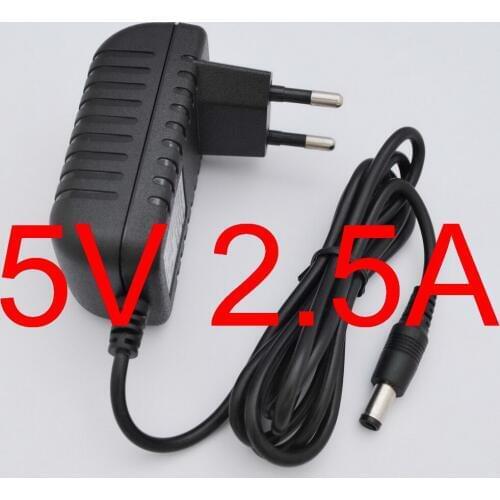 50PCS High quality DC 5V 2.5A IC program AC 100V-240V Converter Switching power adapter 2500mA Supply EU Plug DC 5.5mm x 2.1mm