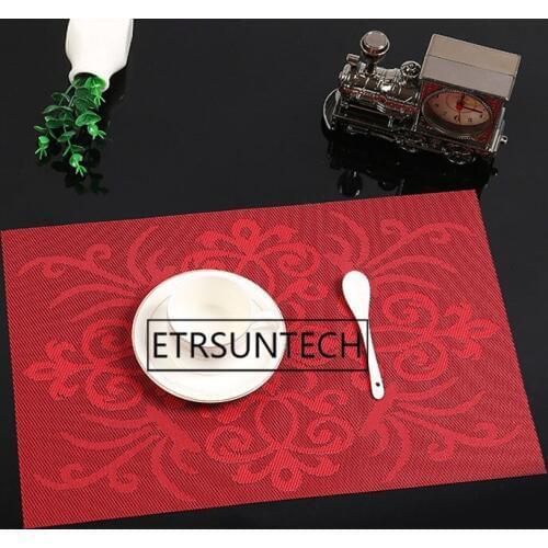 50pcs Luxury Decorative PVC Placemats for Dining Table Place Mat Cup Coaster Pad For New Year