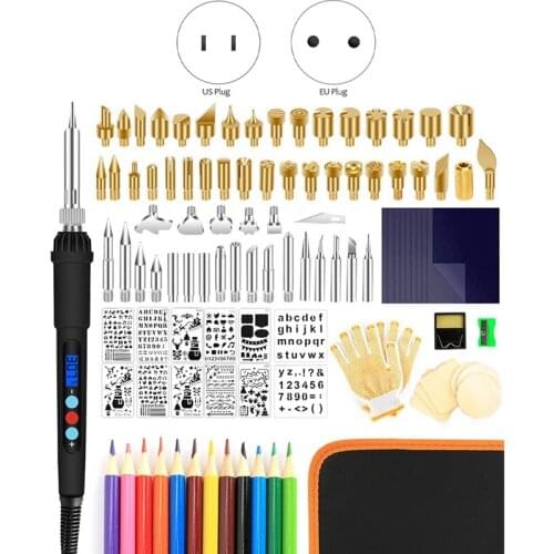 Promotion! 110 Pieces of Wood Burning Kit,Adjustable Temperature Sensing Pen, LCD Display Numbers,for Embossing/Engraving