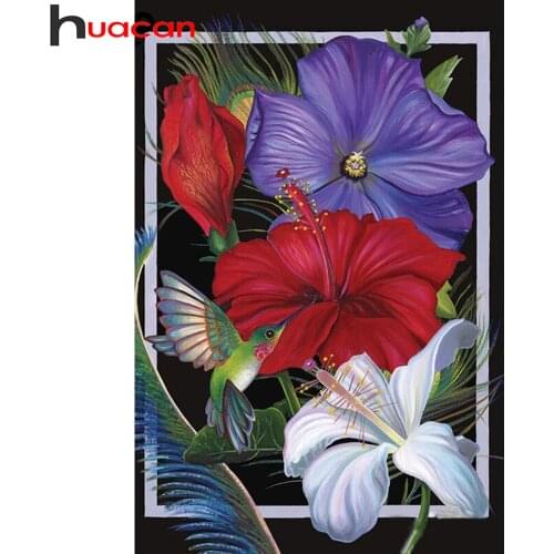 Huacan 5D DIY Diamond Embroidery Mosaic Flower Diamond Painting Rhinestones Bird Flora Modular Pictures Decoration For Home