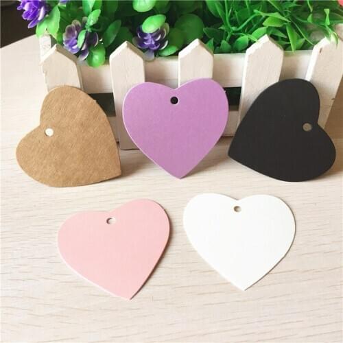 20 pcs Multicolor Heart Shape Wedding Favors Tags Kraft Gift Label Tags Heart Cookies Decorative Hang Tags 5.6x5.6cm