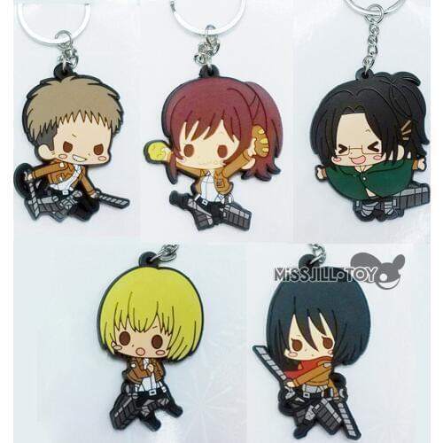 5style Anime Shingeki no Kyojin Levi Rivaille Ackerman Key Chain keyring Figure Attack On Titan for Birthday good present
