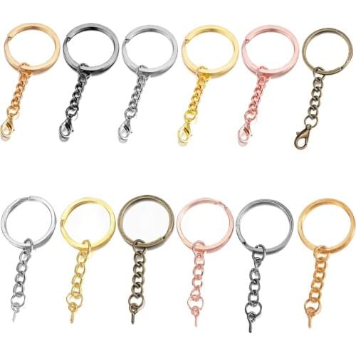 10Pcs/Bag 25 28 30mm Key Chain Key Ring With Eye Screw Round Split Keyrings Screw Eye Pin For DIY Jewelry Making Findings Supply