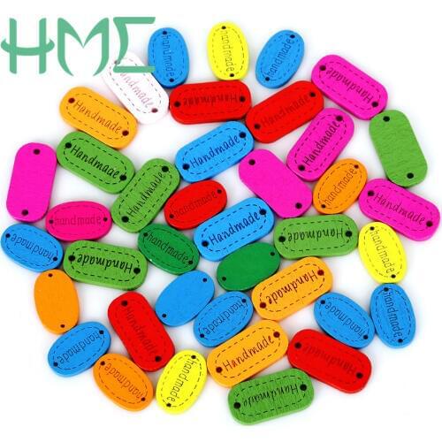 50Pcs 2 Holes Random Mixed Oval Carved Wooden Buttons Beads Handmade Labels Connectors For DIY Jewelry Making Hand Made Crafts