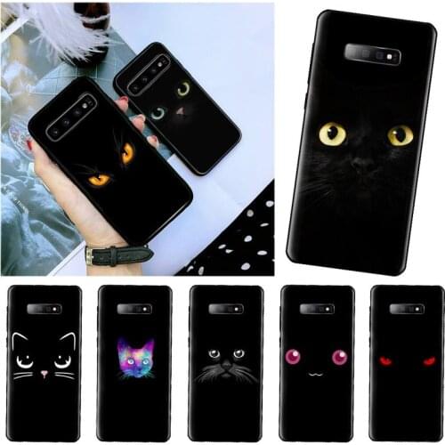 Eyes cat Lovely Animalhorror black Phone Case For Samsung S6 S7 edge S8 S9 S10 e plus A10 A50 A70 note8 J7 2017