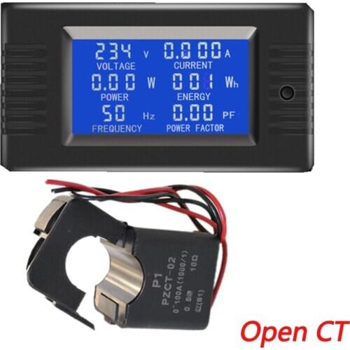 AC Digital Power Meter AC 80V-260V 0-100A 6in1 Energy Tester Current Voltage Meter Power Wattmeter Adapter Supply